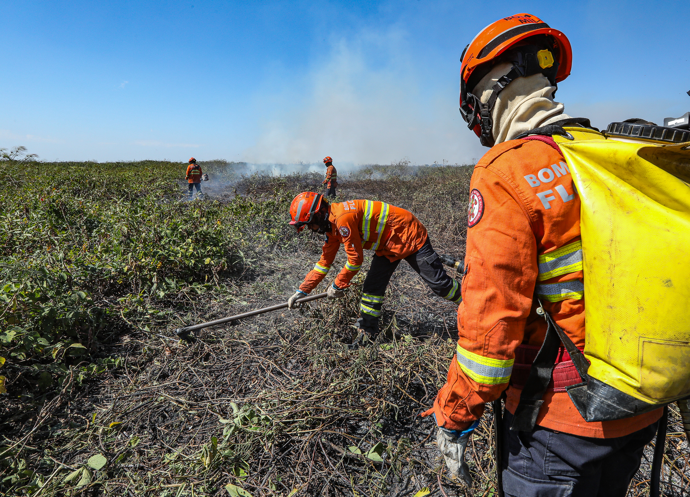 Nesta segunda-feira (14) bombeiros de MT combatem 24 incêndios florestais no Estado