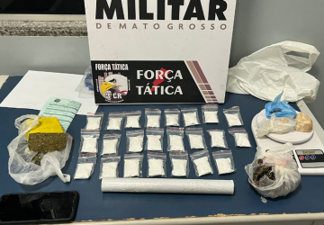 Polícia Militar conduz duas pessoas em flagrante por tráfico de drogas em Sinop