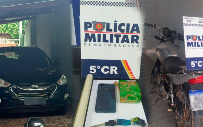 Polícia Militar prende homem com tablete de maconha e recupera carro roubado