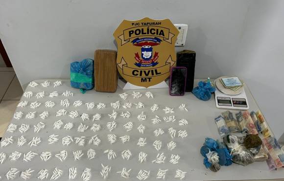 Polícia Civil prende dupla com mais de 840 pinos de cocaína e quatro quilos de maconha e pasta base