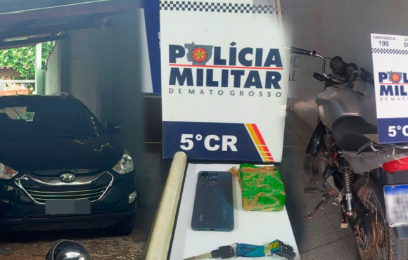 Polícia Militar prende homem com tablete de maconha e recupera carro roubado