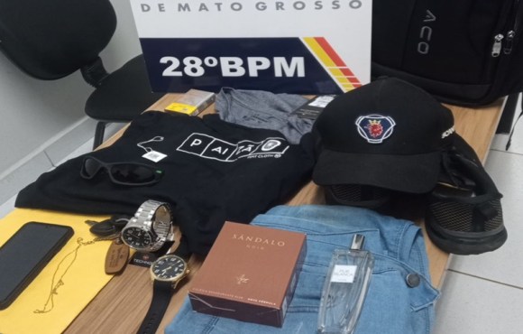 Polícia Militar recupera produtos roubados em joalheria e suspeito é preso em hotel